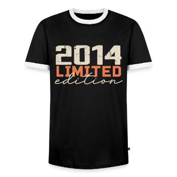 Né en 2014 | Vintage 2014 Anniversaire Rétro - T-shirt contrasté Homme - noir/blanc - Devant - AI Model Female 172 light (172cm) & AI Model Male 178 light (178cm)