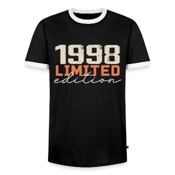 Né en 1998 | Vintage 1998 Anniversaire Rétro - T-shirt contrasté Homme - noir/blanc - Devant - AI Model Female 172 light (172cm) & AI Model Male 178 light (178cm)
