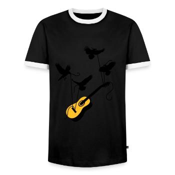guitar - Men's Ringer Shirt - black/white - Front - AI Model Female 172 light (172cm) & AI Model Male 178 light (178cm)