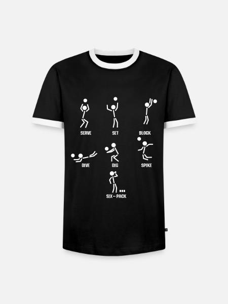 Volleyball Sixpack - Männer Kontrast-T-Shirt - Schwarz/Weiß