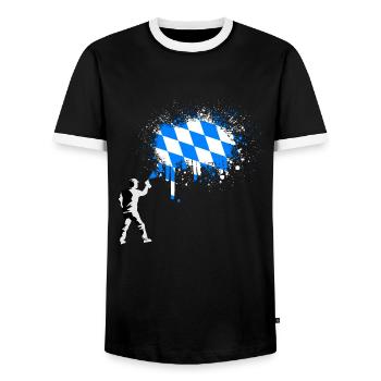 Bavaria Flag Graffiti Splashes of Color - Men's Ringer Shirt - black/white - Front - AI Model Female 172 light (172cm) & AI Model Male 178 light (178cm)