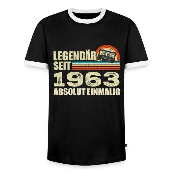 Légendaire depuis 1963 - absolument unique - T-shirt contrasté Homme - noir/blanc - Devant - AI Model Female 172 light (172cm) & AI Model Male 178 light (178cm)