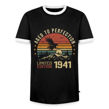 Vintage 1941 Limited Edition 1941 Retro 1941 - Men's Ringer Shirt - black/white - Front - AI Model Female 172 light (172cm) & AI Model Male 178 light (178cm)