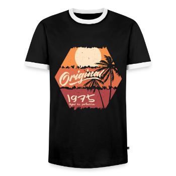 Original 1975 Retro 1975 Geburtstagsgeschenk - Männer Kontrast-T-Shirt - Schwarz/Weiß - Vorne - AI Model Female 172 light (172cm) & AI Model Male 178 light (178cm)