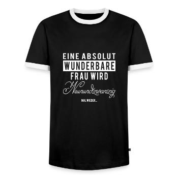 29. Geburtstag, Spruch - Männer Kontrast-T-Shirt - Schwarz/Weiß - Vorne - AI Model Female 172 light (172cm) & AI Model Male 178 light (178cm)