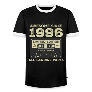 1996 Geburtstag geboren im Jahr 1996 Vintage Retro - Männer Kontrast-T-Shirt - Schwarz/Weiß - Vorne - AI Model Female 172 light (172cm) & AI Model Male 178 light (178cm)