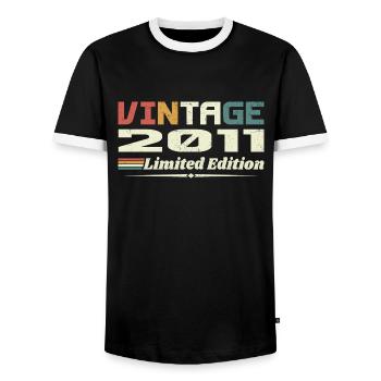 Vintage 2011 Cadeau 2011 Anniversaire 2011 Retro - T-shirt contrasté Homme - noir/blanc - Devant - AI Model Female 172 light (172cm) & AI Model Male 178 light (178cm)