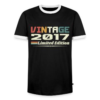 Vintage 2017 Gift 2017 Retro Birthday 2017 - Men's Ringer Shirt - black/white - Front - AI Model Female 172 light (172cm) & AI Model Male 178 light (178cm)