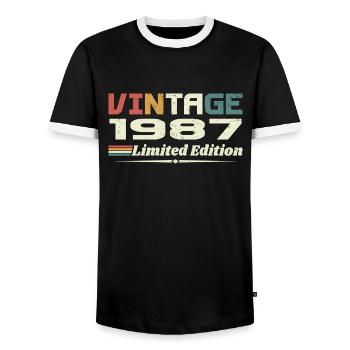 Vintage 1987 Cadeau 1987 Anniversaire 1987 Retro - T-shirt contrasté Homme - noir/blanc - Devant - AI Model Female 172 light (172cm) & AI Model Male 178 light (178cm)