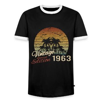 Vintage 1963 Geburtstagsgeschenk 1963 Retro 1963 - Männer Kontrast-T-Shirt - Schwarz/Weiß - Vorne - AI Model Female 172 light (172cm) & AI Model Male 178 light (178cm)