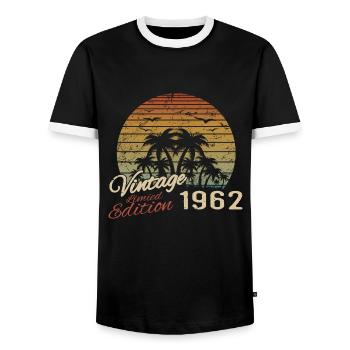 Vintage 1962 Geburtstagsgeschenk 1962 Retro 1962 - Männer Kontrast-T-Shirt - Schwarz/Weiß - Vorne - AI Model Female 172 light (172cm) & AI Model Male 178 light (178cm)