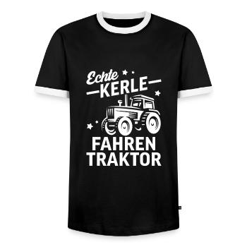 Echte Kerle Fahren Traktor für Landwirte - Männer Kontrast-T-Shirt - Schwarz/Weiß - Vorne - AI Model Female 172 light (172cm) & AI Model Male 178 light (178cm)