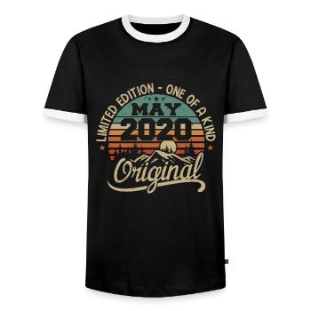 May 2020 Birthday May 2020 Gift 2020 May - Men's Ringer Shirt - black/white - Front - AI Model Female 172 light (172cm) & AI Model Male 178 light (178cm)