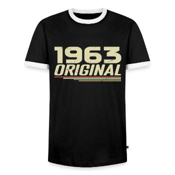 Né en 1963 Vintage 1963 Anniversaire Rétro 1963 - T-shirt contrasté Homme - noir/blanc - Devant - AI Model Female 172 light (172cm) & AI Model Male 178 light (178cm)