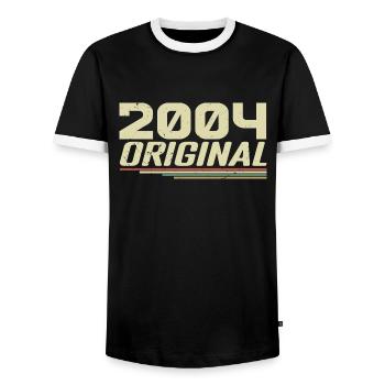 Born in 2004 Vintage 2004 Retro Birthday 2004 - Men's Ringer Shirt - black/white - Front - AI Model Female 172 light (172cm) & AI Model Male 178 light (178cm)