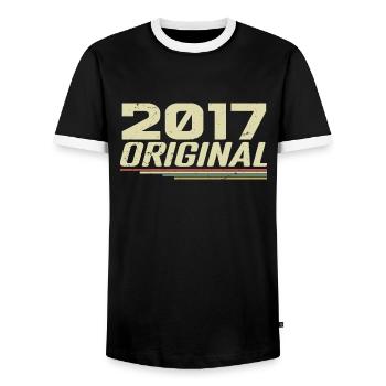 Né en 2017 Vintage 2017 Anniversaire Rétro 2017 - T-shirt contrasté Homme - noir/blanc - Devant - AI Model Female 172 light (172cm) & AI Model Male 178 light (178cm)