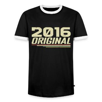 Né en 2016 Vintage 2016 Anniversaire Rétro 2016 - T-shirt contrasté Homme - noir/blanc - Devant - AI Model Female 172 light (172cm) & AI Model Male 178 light (178cm)