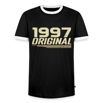 Born in 1997 Vintage 1997 Retro Anniversary 1997 - Men's Ringer Shirt - black/white - Front - AI Model Female 172 light (172cm) & AI Model Male 178 light (178cm)