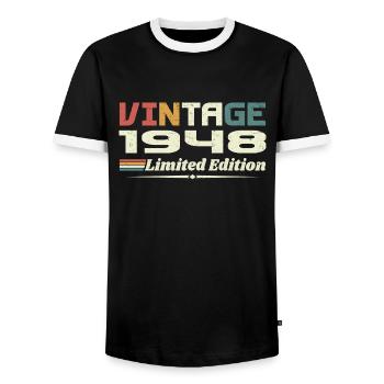 Jahrgang 1948 Geschenk 1948 Geburtstag 1948 Retro - Männer Kontrast-T-Shirt - Schwarz/Weiß - Vorne - AI Model Female 172 light (172cm) & AI Model Male 178 light (178cm)