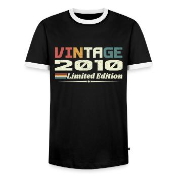 Jahrgang 2010 Geschenk 2010 Retro Geburtstag 2010 - Männer Kontrast-T-Shirt - Schwarz/Weiß - Vorne - AI Model Female 172 light (172cm) & AI Model Male 178 light (178cm)