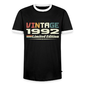 Vintage 1992 Gift 1992 Birthday 1992 Retro - Men's Ringer Shirt - black/white - Front - AI Model Female 172 light (172cm) & AI Model Male 178 light (178cm)