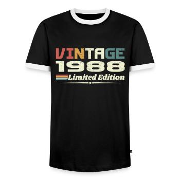 Jahrgang 1988 Geschenk 1988 Geburtstag 1988 Retro - Männer Kontrast-T-Shirt - Schwarz/Weiß - Vorne - AI Model Female 172 light (172cm) & AI Model Male 178 light (178cm)