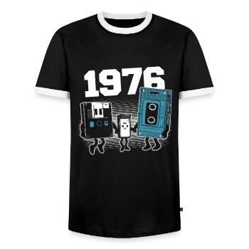Jahrgang Jahrgang 1976 Geburtstagsgeschenk 1976 - Männer Kontrast-T-Shirt - Schwarz/Weiß - Vorne - AI Model Female 172 light (172cm) & AI Model Male 178 light (178cm)