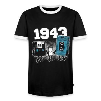 Jahrgang Jahrgang 1943 Geburtstagsgeschenk 1943 - Männer Kontrast-T-Shirt - Schwarz/Weiß - Vorne - AI Model Female 172 light (172cm) & AI Model Male 178 light (178cm)