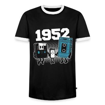 Vintage Born In 1952 Geburtstagsgeschenk 1952 - Männer Kontrast-T-Shirt - Schwarz/Weiß - Vorne - AI Model Female 172 light (172cm) & AI Model Male 178 light (178cm)