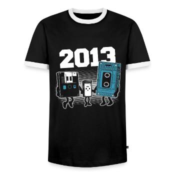 Vintage Born In 2013 Birthday Gift 2013 - Men's Ringer Shirt - black/white - Front - AI Model Female 172 light (172cm) & AI Model Male 178 light (178cm)