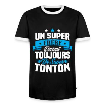 Un super frère devient toujours un super tonton - T-shirt contrasté Homme - noir/blanc - Devant - AI Model Female 172 light (172cm) & AI Model Male 178 light (178cm)