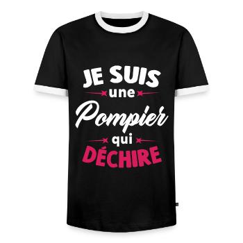 Je suis une Pompier qui déchire - T-shirt contrasté Homme - noir/blanc - Devant - AI Model Female 172 light (172cm) & AI Model Male 178 light (178cm)