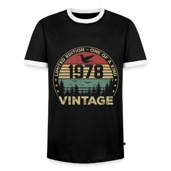 Vintage 1978 Original 1978 Rétro Anniversaire 1978 - T-shirt contrasté Homme - noir/blanc - Devant - AI Model Female 172 light (172cm) & AI Model Male 178 light (178cm)