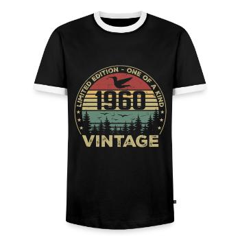 Vintage 1960 Original 1960 Rétro Anniversaire 1960 - T-shirt contrasté Homme - noir/blanc - Devant - AI Model Female 172 light (172cm) & AI Model Male 178 light (178cm)