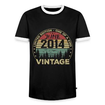 Cadeau Juin 2014 Anniversaire Juin 2014 Juin 2014 - T-shirt contrasté Homme - noir/blanc - Devant - AI Model Female 172 light (172cm) & AI Model Male 178 light (178cm)