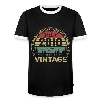 Cadeau D'anniversaire Juillet 2010 Vintage 2010 - T-shirt contrasté Homme - noir/blanc - Devant - AI Model Female 172 light (172cm) & AI Model Male 178 light (178cm)