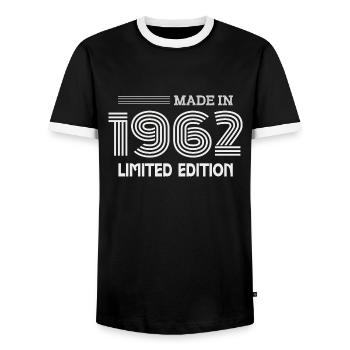 1962 Geburtstagsgeschenk 1962 Geschenkidee - Männer Kontrast-T-Shirt - Schwarz/Weiß - Vorne - AI Model Female 172 light (172cm) & AI Model Male 178 light (178cm)