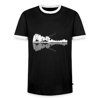 Naturgitarre, Gitarre, coole Naturgitarre, Gitarre - Männer Kontrast-T-Shirt - Schwarz/Weiß - Vorne - AI Model Female 172 light (172cm) & AI Model Male 178 light (178cm)