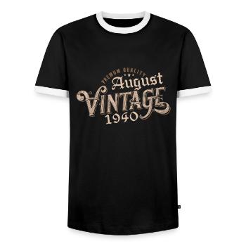 Gift August 1940 Birthday August 1940 August - Men's Ringer Shirt - black/white - Front - AI Model Female 172 light (172cm) & AI Model Male 178 light (178cm)