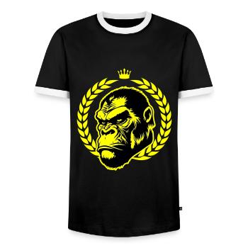 Tête de gorille - T-shirt contrasté Homme - noir/blanc - Devant - AI Model Female 172 light (172cm) & AI Model Male 178 light (178cm)