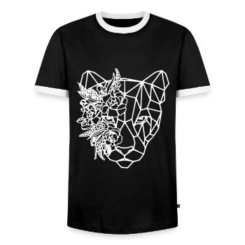 Jaguar Geometric Flowers - Men's Ringer Shirt - black/white - Front - AI Model Female 172 light (172cm) & AI Model Male 178 light (178cm)