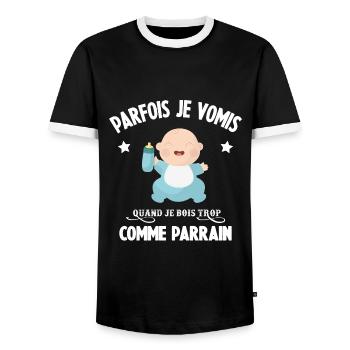 Parfois je vomis comme parrain quand je bois trop - T-shirt contrasté Homme - noir/blanc - Devant - AI Model Female 172 light (172cm) & AI Model Male 178 light (178cm)