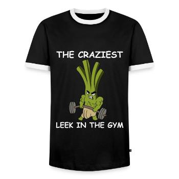 Der krasseste Lauch im Gym | Fitness, Training - Männer Kontrast-T-Shirt - Schwarz/Weiß - Vorne - AI Model Female 172 light (172cm) & AI Model Male 178 light (178cm)