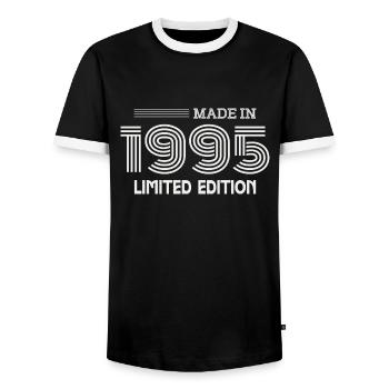 1995 Geburtstagsgeschenk 1995 Geschenkidee - Männer Kontrast-T-Shirt - Schwarz/Weiß - Vorne - AI Model Female 172 light (172cm) & AI Model Male 178 light (178cm)