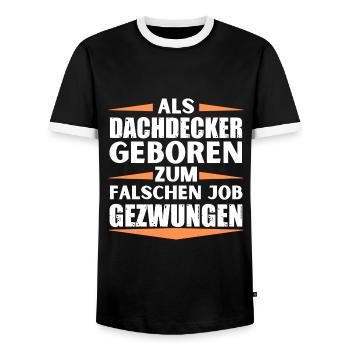 Dachdecker im falschen Job gelandet - Männer Kontrast-T-Shirt - Schwarz/Weiß - Vorne - AI Model Female 172 light (172cm) & AI Model Male 178 light (178cm)