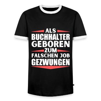im falschen Job gelandet im falschen Job gelandet - Männer Kontrast-T-Shirt - Schwarz/Weiß - Vorne - AI Model Female 172 light (172cm) & AI Model Male 178 light (178cm)