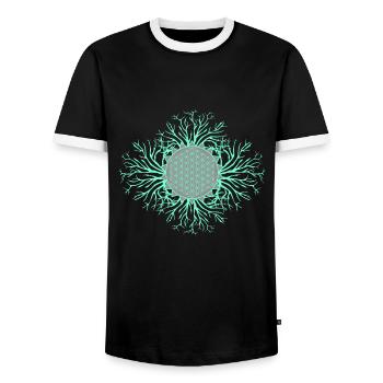 Flower of Life - Men's Ringer Shirt - black/white - Front - AI Model Female 172 light (172cm) & AI Model Male 178 light (178cm)