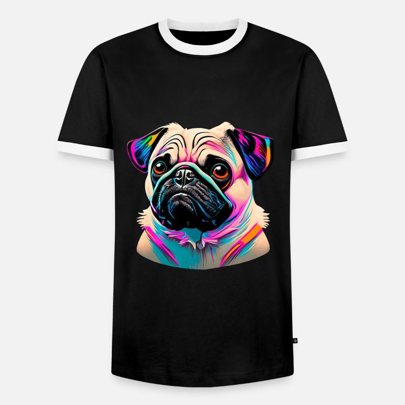 Mops Kopf Pug Graffiti - Männer Kontrast-T-Shirt - Schwarz/Weiß
