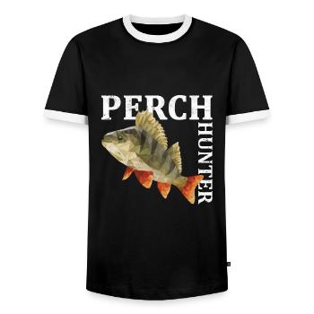 Barsch Angeln - Männer Kontrast-T-Shirt - Schwarz/Weiß - Vorne - AI Model Female 172 light (172cm) & AI Model Male 178 light (178cm)