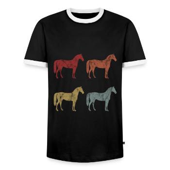Pony Reiten Retro Reiter Pferd Pferde Reitsport - Männer Kontrast-T-Shirt - Schwarz/Weiß - Vorne - AI Model Female 172 light (172cm) & AI Model Male 178 light (178cm)